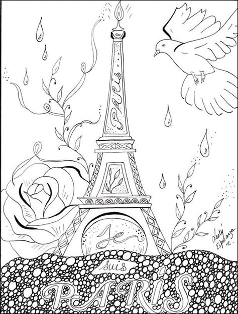 Let them change colors, mix. Art Therapy coloring page Peace for Paris 10