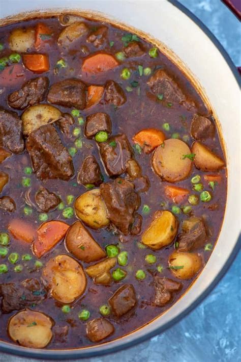 Add onions and cook until translucent. Tender chunks of beef, vibrant veggies, and creamy ...