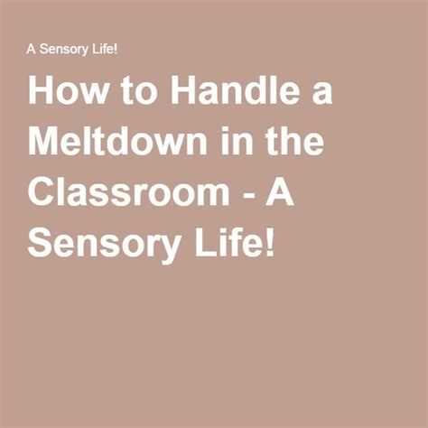 How to Handle a Meltdown in the Classroom | Meltdowns, Classroom, Handle