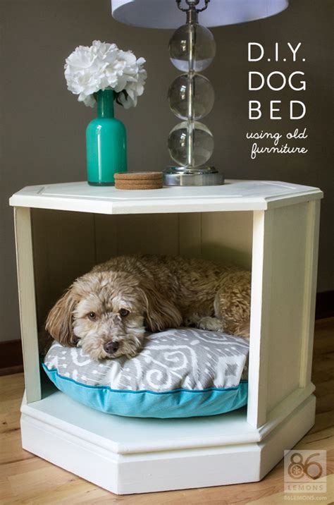 Transform an old tv into a dog suite. D.I.Y. Dog Bed (side table makeover) - 86 Lemons