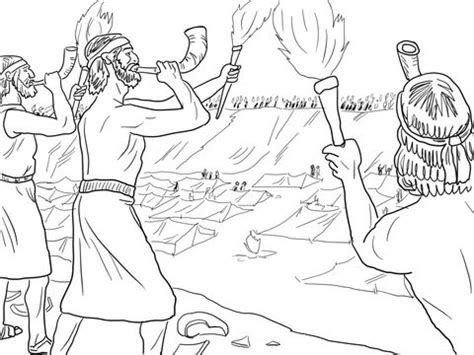 63 judges 4:1—5:31 deborah helps barak. Gideon Soldiers with Trumpets and Torches Coloring page ...