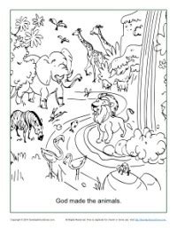 He made the things we can see and the things we can't see— such as thrones, kingdoms, rulers, and authorities in the unseen world. God Made the Animals Coloring Page