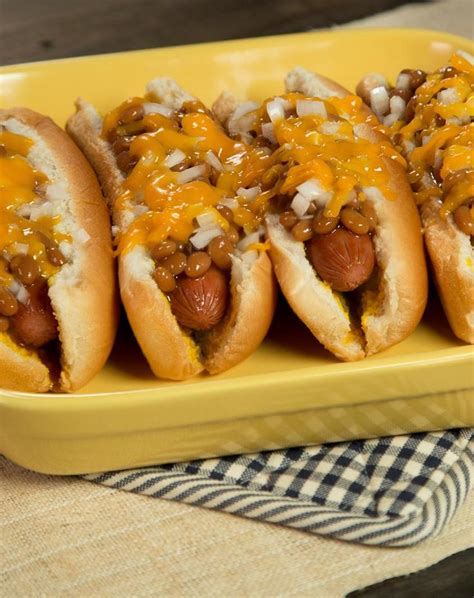 Brush the melted butter on the inside of the buns. Baked Bean & Cheese Baked Hot Dogs | Recipe | Baked beans, Baked hot dogs, Hot dog recipes