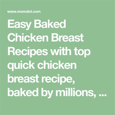 This baked chicken breast recipe couldn't get any easier! "Ohmygoshthisissogood" Chicken Breast Recipe! / Pin on Good Food: Dinner - This healthy baked ...