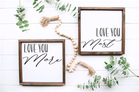 love you more love you most sign,Set of 2 Signs,Master Bedroom wall ...