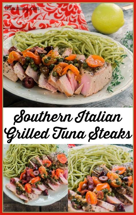 This will prevent the fish from drying out even if you overdo it, with the best this will help you slice the tuna steak easier without mushing the meat. Southern Italian Grilled Tuna Steaks | Recipe | Grilled ...