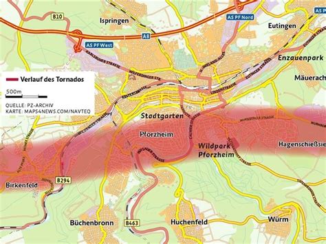 Weg des tornados, der am 10. Pforzheimer Tornado am 10. Juli 1968: Der lange Weg des ...