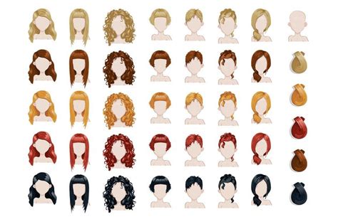 You may know why you want to cut your hair shorter, but sometimes you need some more inspiration before. Female trendy hairstyle avatars set | Hairstyle names ...