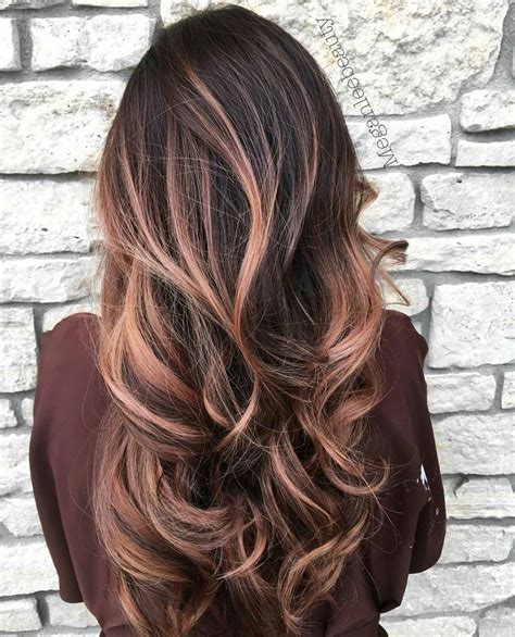 To get the look, ask your stylist for a rose gold balayage with darker roots and pieces of rose gold hair throughout. The 25+ best Rose gold brown hair color ideas on Pinterest | Rose gold brown hair, Rose gold ...
