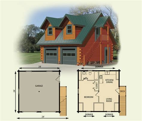 Master bedroom addition floor plans his her ensuite layout. 24x24 Garage Cottage Log Home Floor Plan