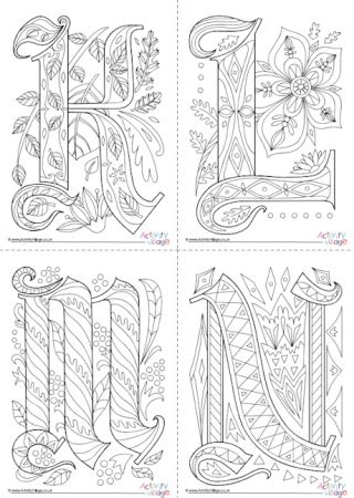 180 coloring pages middle ages. Illuminated Alphabet Colouring Pages