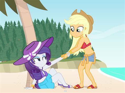 Rainbow rocks, saying not if i get it first! to trixie. #2362858 - safe, artist:dm29, applejack, rarity, equestria ...
