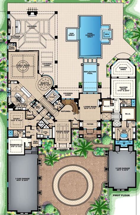 These plans are characterized by a rear elevation with plenty of windows to maximize natural daylight and panoramic views. House Plan 1018-00223 - Mediterranean Plan: 8,359 Square ...