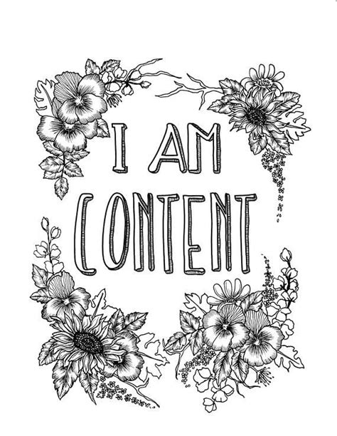 Adult coloring book is a free coloring app for all ages, you can find both easy and complex hd illustrations along with various colorful palettes in this coloring therapy. I Am Content, Self-Affirmation, Adult Coloring Page ...