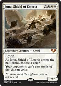 Your opponents can't cast spells of the chosen color. Iona, Shield of Emeria - Creature - Cards - MTG Salvation