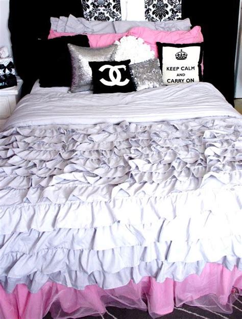 Maybe you would like to learn more about one of these? Ruffle Chanel Inspired Bedding www.BelindaSelene.com #DIY ...