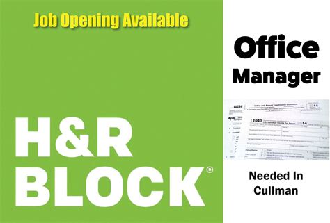 Gather necessary information includes all the important functions of job. JOB OPENING AVAILABLE: OFFICE MANAGER Employer: H&R Block ...