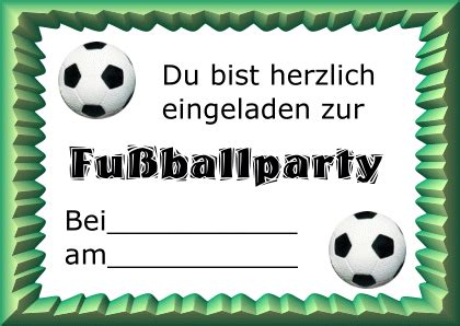 Mit cewe cards einladungskarten zum kindergeburtstag selber gestalten intuitive bedienung der software mehr als 1.200 vorlagen jetzt bestellen! Fußballparty Einladungen Mottopartys