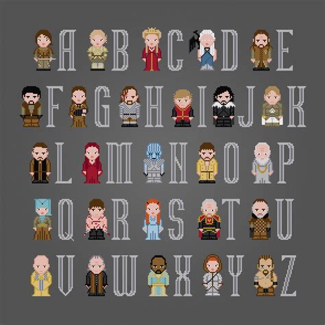 It works beautifully to stitch a girl's name onto any item of your choice, be it a tote bag, a bath towel, a room plaque or any other. Game of Thrones Alphabet 2 Cross-Stitch Pattern