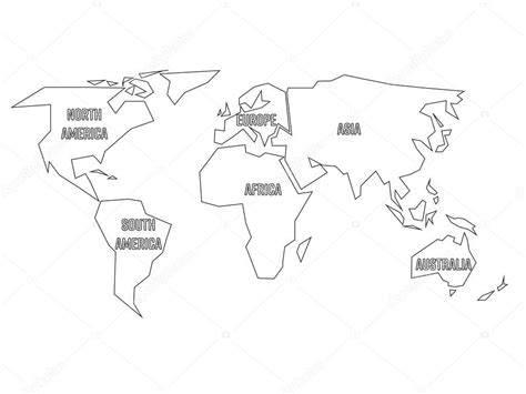 Groß weltkarte kostenlos innen weltkarte zum ausdrucken. Vereenvoudigde zwarte omtrek van wereldkaart verdeeld op ...