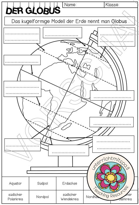 Klasse zum herunterladen und ausdrucken als pdf. DER GLOBUS - Orientierung auf der Erde (Materialpaket ...