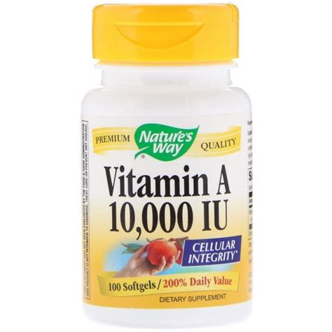 If you take supplements containing vitamin a, make sure your daily intake from food and also avoid taking supplements that contain vitamin a. Nature's Way, Vitamin A, 10,000 IU, 100 Softgels | By iHerb