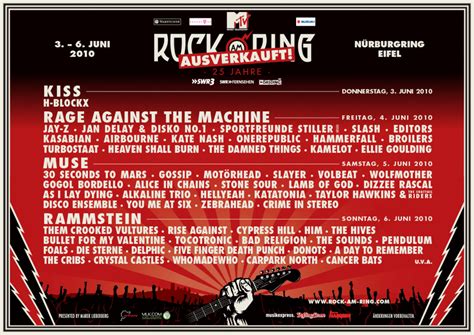 Een heerlijk duits rock festival! 3 juni 2010: Rock Am Ring vier dagen vanwege 25-jarig ...