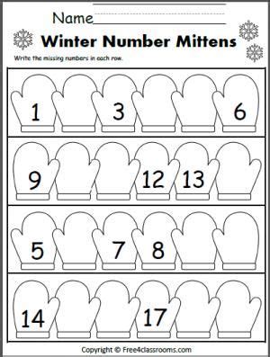 This worksheet will engage your kids and help them improve their focus and concentration. Winter Write The Missing Numbers to 20 | Winter ...