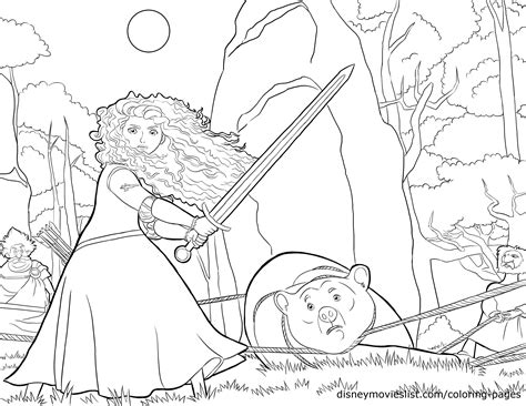 Download Brave coloring page. Disney. Merida with sword protects her mother, the Queen. (With images ...