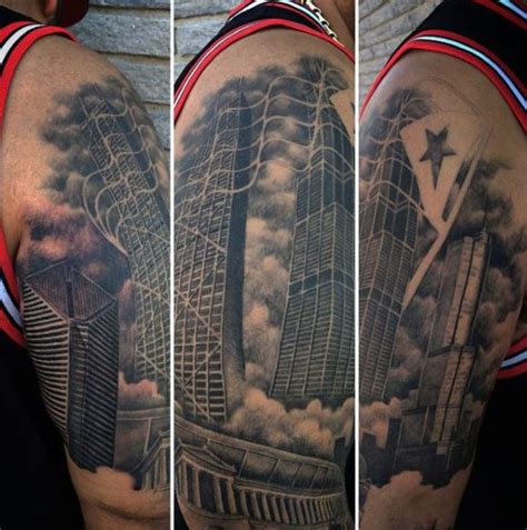 Chicago skyline tattoos gallery is free hd wallpaper. 20 Chicago Skyline Tattoo Designs For Men - Urban Center ...