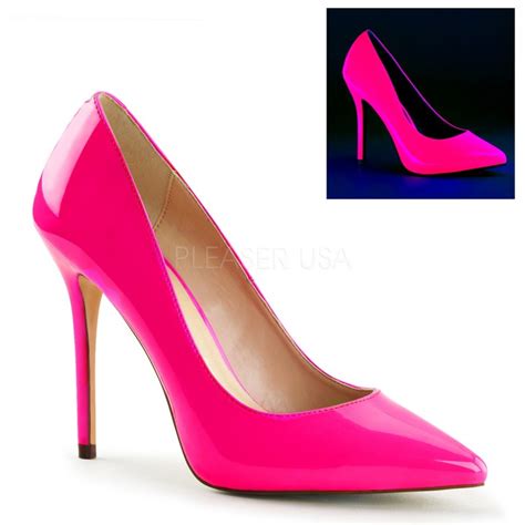 Sandali, ankle laced january 9, 2021. Scarpe décolleté lucide rosa neon, tacco 12 cm, Pleaser ...