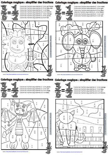 Il s'agit de coloriages permettant de s'entraîner à simplifier des fractions. Coloriages magiques de fractions | Fractions, Coloriage ...