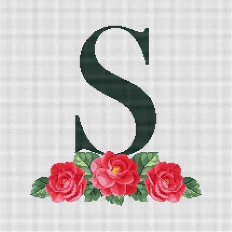 How to design cross stitch patterns youtube. Modern cross stitch pattern PDF "Floral Letter S" Initial ...