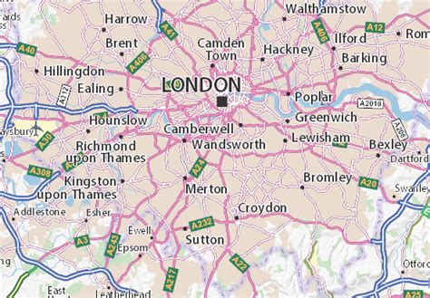 The tube map is a schematic transit map of the lines and stations of london's public rapid transit railway systems, namely the london underground (commonly known as the tube, hence the name), docklands light railway, london overground and emirates air line. Mapa MICHELIN Balham - mapa Balham - ViaMichelin