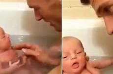 dad bath daughter taking hot baby internet mirror sensation become who