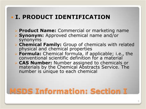 A msds will contain the following details : PPT - Understanding Material Safety Data Sheets PowerPoint ...