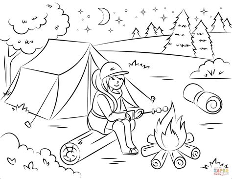 Color wonder mess free prehistoric pals dinosaur coloring pages & markers $ 9.99. Girl Roasting Marshmallow over Campfire coloring page ...