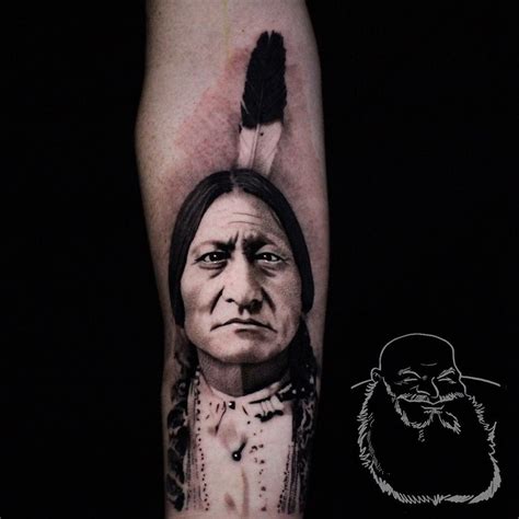 For appointments and more info please contact me via email: Sitting Bull portrait tattoo - Native American tattoo ...