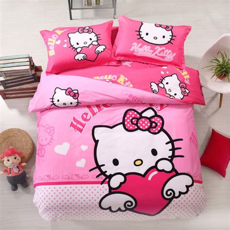 Yumhi hello kitty bedding set cartoon cat duvet cover twin 2pcs, kids/toddler girls soft quilt cover set(1+ duvet cover, 1+ pillow case), hidden zipper and corner ties, twin size. Hello Kitty Bedding Sets Model 4 | EBeddingSets