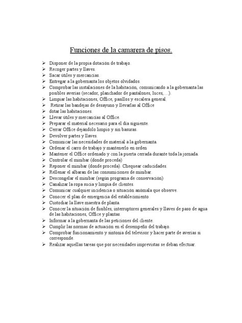 Consulta las nuevas ofertas de trabajo de camarera de las mejores empresas de argentina. Funciones de La Camarera de Pisos (1)