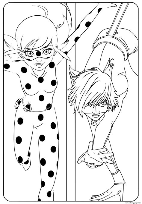 Ladybug e chat noir a tutto donna. Pictures Of Ladybug And Cat Noir Coloring Pages Printable