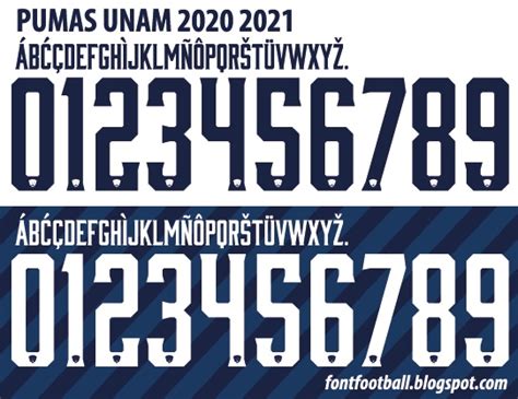 Roughly based on puma's previous efforts, the italy euro 2016 font is blue with a contrasting golden shadow, drawing inspiration from the color scheme of the italy 2016 away kit. FONT FOOTBALL: Font Vector Pumas UNAM 2020 2021 kit
