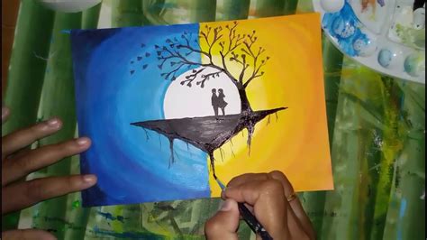 Belajar mudah menggambar bunga mawar youtube. Cara Melukis Sepasang kekasih dibawah pohon cinta /untuk ...