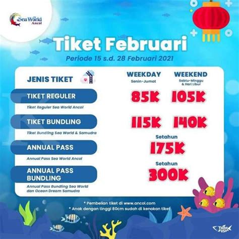 Harga tiket masuk ancol pada bulan mei 2021 sebesar rp 25.000 per orang. Promo tiket masuk Sea World Ancol berlaku sampai 28 ...