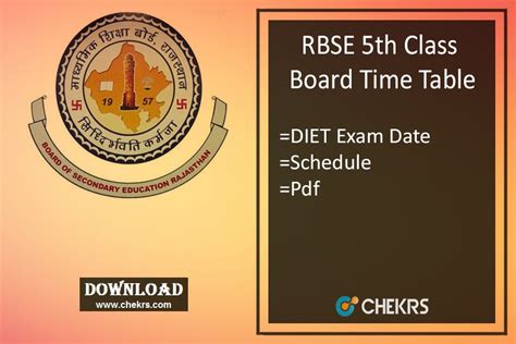 The board release bser ajmer 12th class exam date sheet pdf. RBSE 5th Board Exam Time Table 2021 DIET Bikaner Rajasthan ...