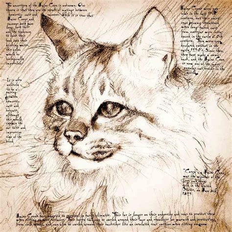 Leonardo di ser piero da vinci (? Pin by Dianne Thomas on Peintres de la renaissance | Cat face drawing, Da vinci sketches, Cat art