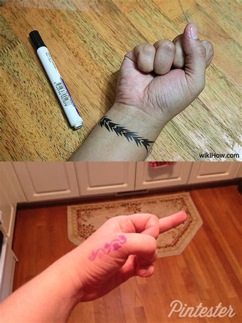 *draw your design in parchment paper with a gel pen.place on desired area of skin, apply warm water* it's a nice way to take your future tattoo for a test drive (a short test drive, but a test drive none the. DIY Temporary Tattoo | Pintester