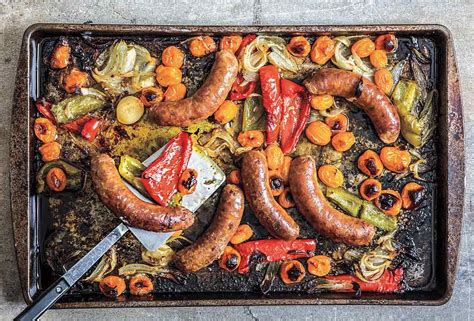 Add the sausages in and around the vegetables. Sheet Pan Sausage and Peppers | Recipe | Sheet pan dinners ...