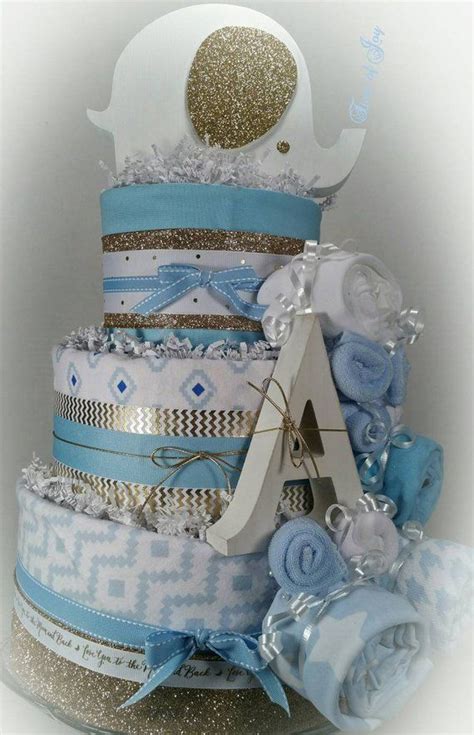 Boys birthday cakes, from young boys to men amazing designs, great tasting cake, by fun cakes. Baby Boy Blue DIAPER CAKE w/ elephant cake topper ...