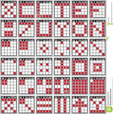 Either regular patterns like the fastest to get to all of the numbers or a certain pattern wins. Bingomuster vektor abbildung. Illustration von markierung ...